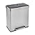 Amazon Basics Dual Compartment Recycling Trash Can with Soft-Close Lid and Removable Liner Buckets, 60 Liters, Rectangular, Grey, Silver