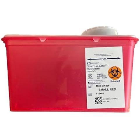 Monoject Small 4 Qt. Sharps Disposal Container, Chimney-Top, Red - 8881676236 Cover