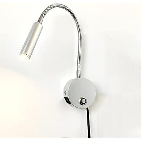 Leselampe Bett Wandmontage Dimmbar LED Bettlampe Wand mit Stecker, USB-Ladeanschluss, Touch Schalter, 230V Aluminium Flexible Schwanenhals Bettleuchte mit Kabel, Wandleuchte für Schlafzimmer Cover