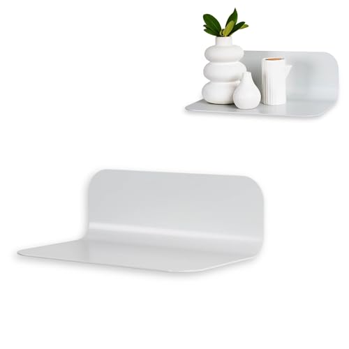 50FORM Wandregal Metall Loft – Modernes Schweberegal für Wohnzimmer, Küche & Bad – Minimalistisches Wandboard Industrie Design, Made in EU – Inkl. Montageschablone & Wasserwaage (Aschgrau)