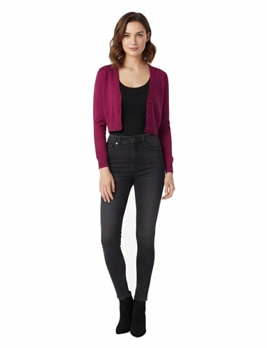 Image of Allsense Women's Cropped Bolero Shrug Cardigan | 3 /4 Sleeve, Button Down, Lightweight Knit Sweater