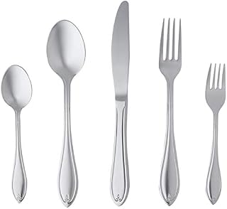 Amazon Basics 60-Piece Flatware Set, Silver - Service for 12 [classic style]