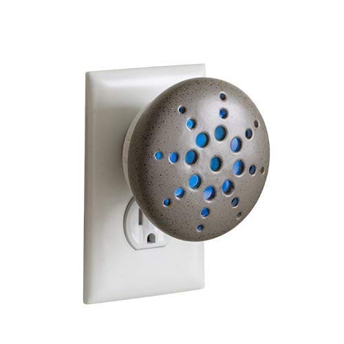 Airomé Spa Stone Pluggable Essential Oil Diffuser, Ceramic Cover with 8 Color LED Night Light Wall Plug In, Gray Matte Flecked