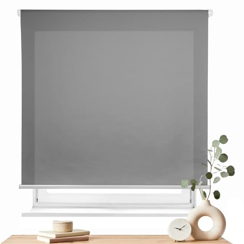 Estores Enrollables – Persiana Enrollable para Puertas y Ventanas con Cadena, protección de privacidad,135An x 180Al cm,Gris Oscuro