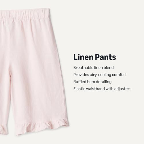 Image of Amazon Essentials x Sofia Grainge Toddlers and Baby Girls' Cotton Linen Wide Leg Pull-on Pant with Ruffles