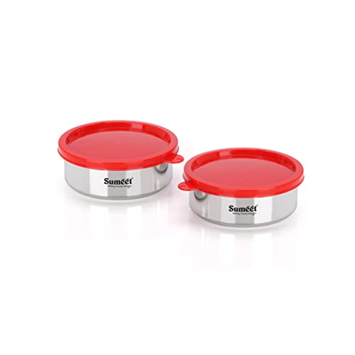 Sumeet Stainless Steel Airtight & Leak Proof Food Storage Container, 400ML, 12CM, Pack Of 2PC, Silver For Rs. 322 @ 60 %