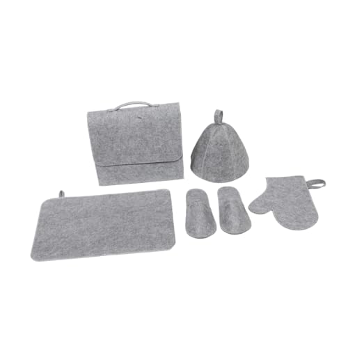 BEBEMOKO 1 juego de guantes de sauna para mujer, kit esencial de sauna, zapatos de fieltro, guantes protectores de sauna, accesorios de sauna, gorro de fieltro, gorro de protección de baño