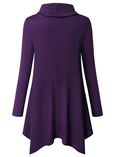Image of Bulotus Womens Sweaters 2025 Winter Cowl Neck Long Asymmetrical Tunic Sweaters for Leggings Holiday Vacation Tops