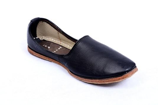 Leather Jutis for Men in Black/Men's Ethnic Black Shoes.-image-25