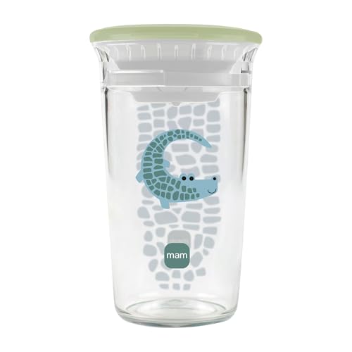 MAM Easy to Drink Toddler Cup | 290ml | 360° Rim for Sipping at Any Angle | Clear Like Glass | Easy to Hold | One Piece Soft Silicone Valve | Baby Accessories | Green