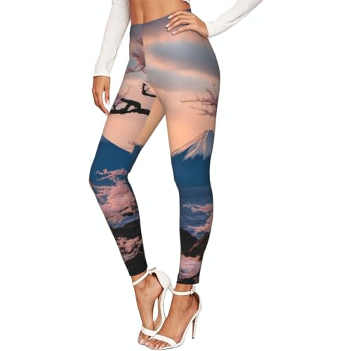 Leggings con estampado de paisaje Japan Fuji para mujer mallas elasticas
