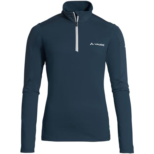VAUDE Damen dünner Fleecepullover Livigno Halfzip II, angenehm warm, schnelltrocknend, atmungsaktiv, Passform: Slim fit, Dark sea Uni, 34 – Ansicht 4
