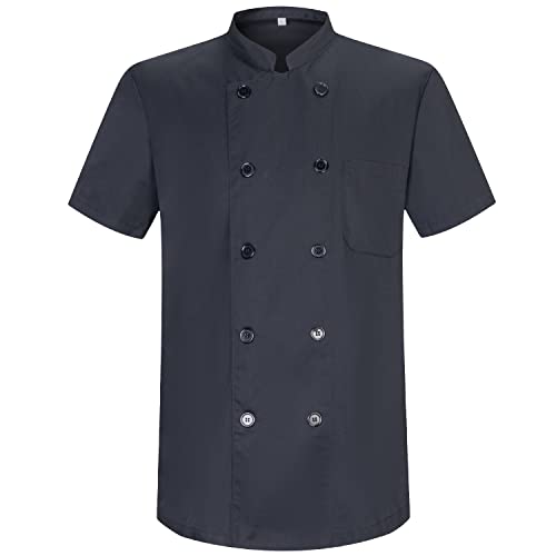 Veste Chef Cuisinier Noire Manches Courtes Brodée Et Personnalisée