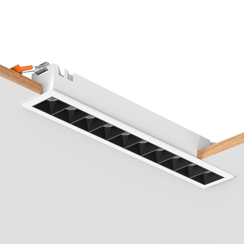 Image of 10W Linear LED Recessed Lighting, 3000K Warm White 750LM Spotlight Indoor, Downlight with Non-Dimmable Built-in Driver (Ra85 /30 /Inner Black with White Trim)