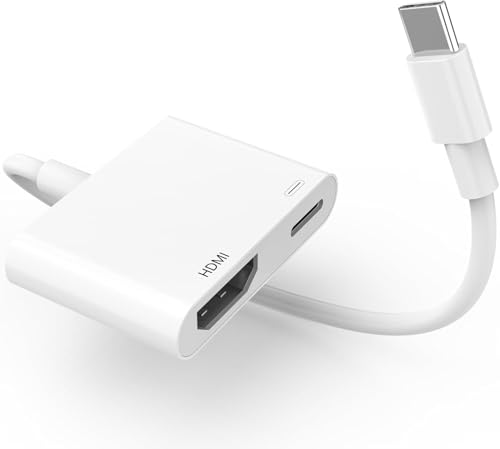 USB C auf HDMI Adapter f&uuml;r iPhone iPad, 100W USB C to HDMI Adapter 2 in 1 Type C Digital AV Adapt Sync Screen Connector f&uuml;r iPhone 16/15/iPad Pro, Samsung Galaxy S25 S24 S23 Tablet/Laptop/TV/Monitor