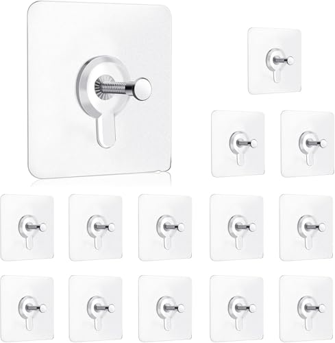 Image of 24 Pack Adhesive Wall Hooks, Wall Hangers Without Nails, No Damage Picture Hooks Waterproof and Rustproof to use Inside Kitchen, Bathroom, Home and Office (10mm)