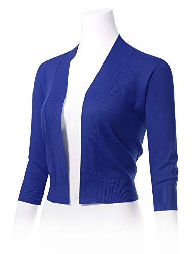 Image of Allsense Women's 3 /4 Sleeve Cropped Shrug Cardigan | Classic Bolero, Open-Front, Lightweight Soft Fine Knit Cover Up