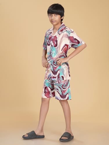 Image of Ninos Dreams Boys Cotton Rayon Halfsleeves Coord Set with Shirt & Shorts /Boys Vacation wear /boys co ord set /Boys Tropical print Shirt & Shorts set /Boys Clothing Set