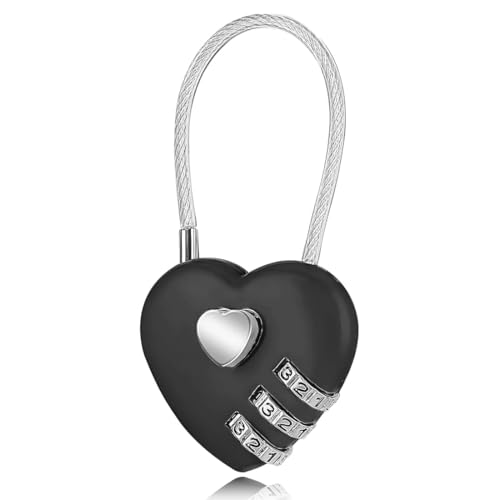 NHQZ Candado Taquilla, Candado de Alambre para Equipaje para Gimnasio Maleta Equipaje, Candado de Combinación de 3 Dígitos, Resistente al Agua y al Óxido, Portátil y Ligero, Negro