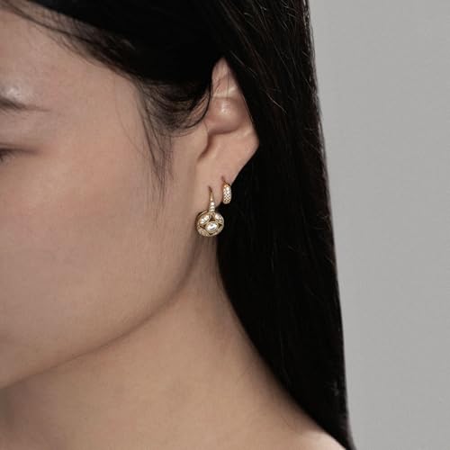 14K Plated Yellow Gold, Platinum Plated 925 Sterling Silver Leverback Antique Earrings for Women | 1 Carat Round Cut Cubic Zirconia CZ Simulated Diamond4