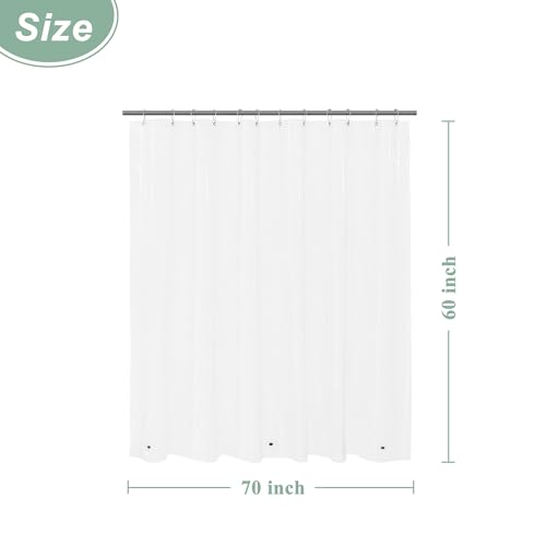 Image of Mrs Awesome Clear Shower Curtain Liner with 3 Magnets, 70x60 Premium Flexible Sturdy Plastic Shower Curtain for Bathroom Lightweight, Waterproof, Clear