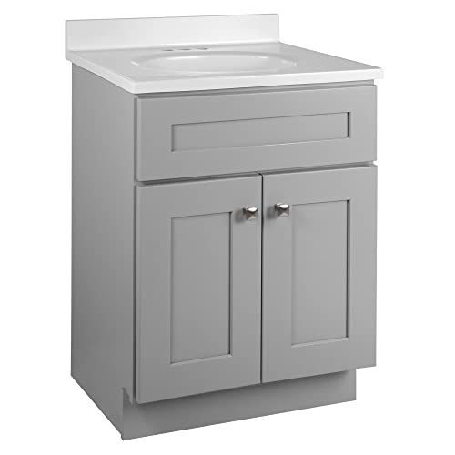 Brookings 25 Inch Bathroom Vanity with Top, Ready to Assemble,