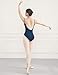 JUODVMP Women's classic ballet leotard with Nude Mesh V-neck and deep scoop back for gymnastics, 8D-C12-Peacock blue,M