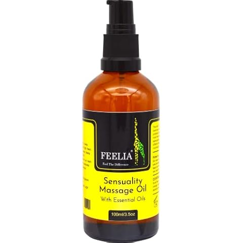 Feelia - Sensuality Massage Oil, 100% Pure & Natural with Essential Oils - Pre-Mix Blend - Full of Vitamins - with Cedarwood Atlas, Sweet Orange, Patchouli, Jojoba, Jasmine Grandiflora (100ml) Cover