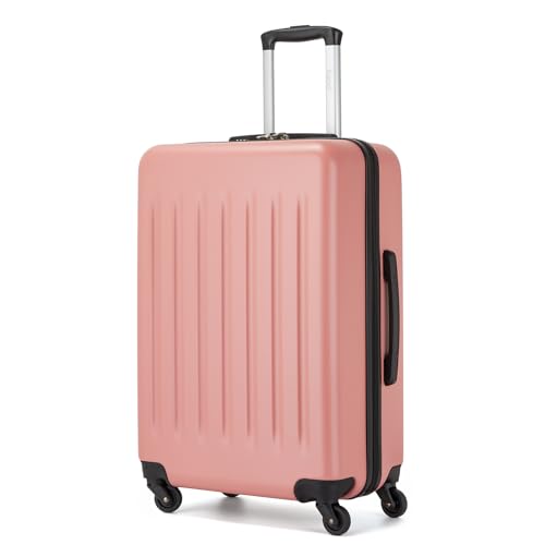 Kono Medium Luggage 24" Check in Lightweight Suitcase ABS+PC Hardshell Travel Trolley case with 4 Spinner Wheels (Nude)