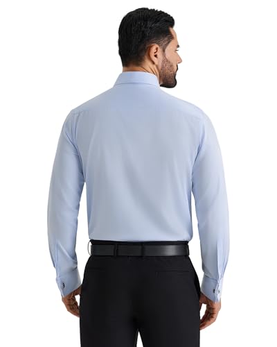 Image of Alimens & Gentle French Cuff Regular Fit Dress Shirts (Cufflink Included) | Office Work,Business Casual,Wedding,Formal Event,Interview,cufflink,Soft,Breathable,Polyester Cotton