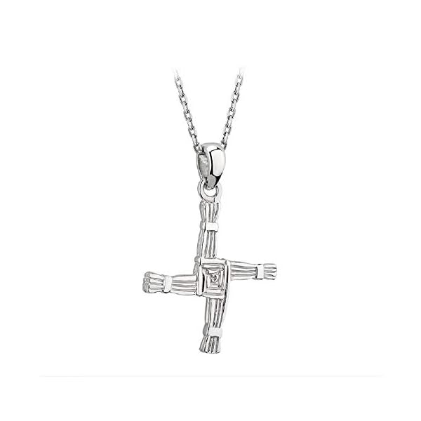 Avantaway St Brigids Cross Necklace Sterling Silver 2 Sided Irish Made