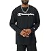 Champion mens Classic Long Sleeve Tee, Screen Print Script T Shirt, Black-y06794, Small US