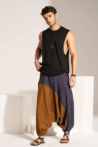 Image of The Veshti Company Stylish Harem Pants for Men's Cotton Hippie Style Baggy Oversized Yoga Pajama Pant
