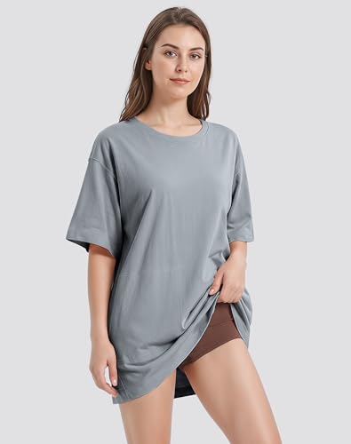 Image of VIUTIL Womens Oversized T Shirt Dress Short Sleeve Crewneck Cotton Mini Dress with Pockets 2026 Casual Summer Clothes