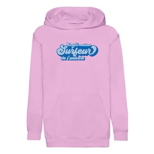 Sweat à capuche enfant meilleur surfeur de l'univers en coton premium pour le surf
