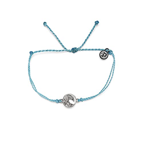 Pura Vida Silver or Rose Gold-Plated Swell Waves Bracelet - Adjustable Band, Coated Brand Charm