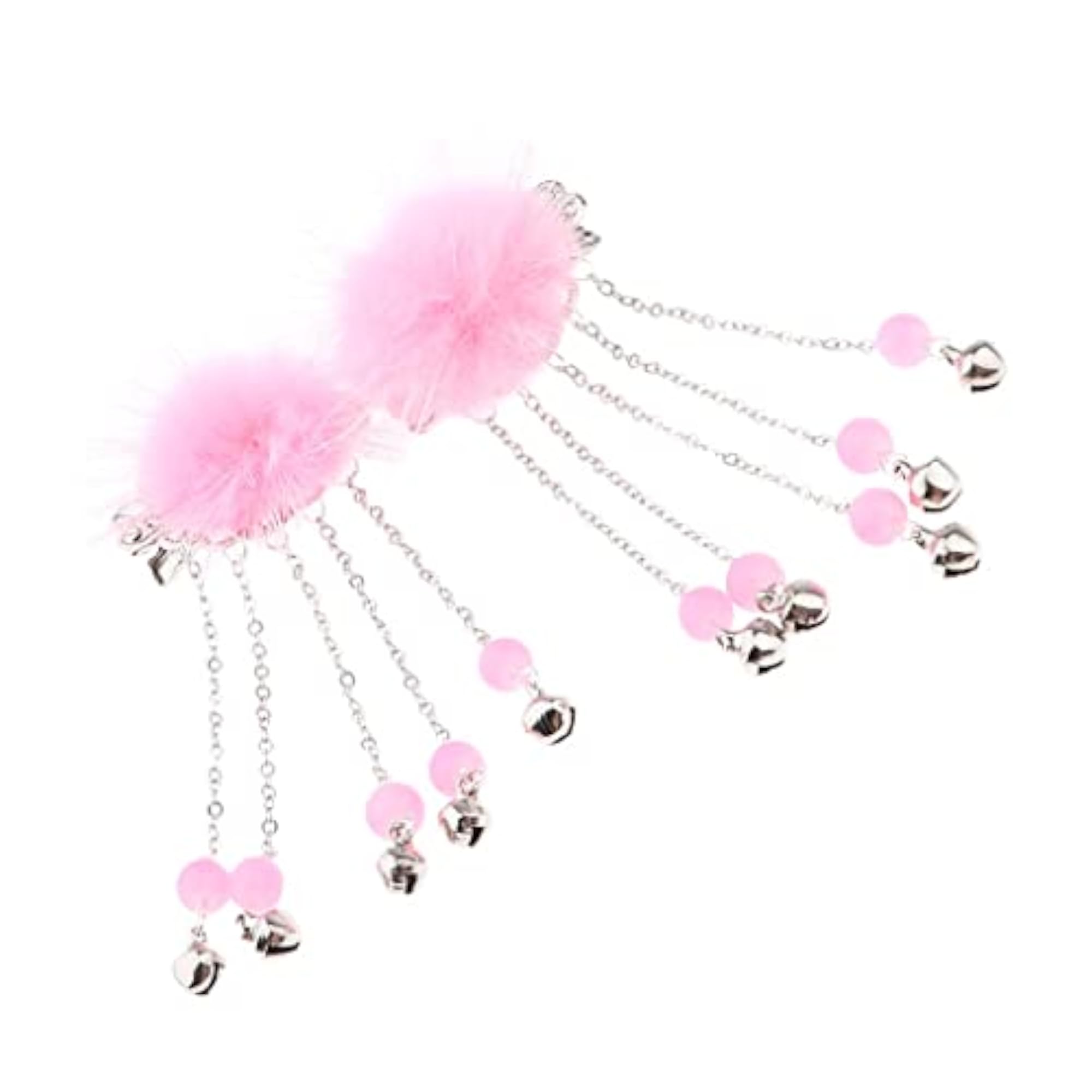 2pc Chinese Style Furry Ball Non Slip Alligator Hair Clip