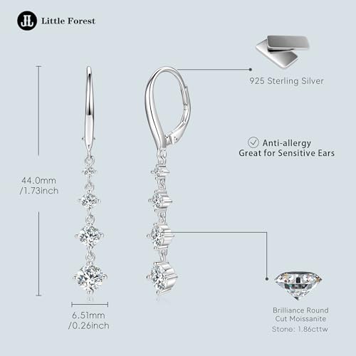 Moissanite Drop Dangle Earrings for Women 925 Sterling Silver Leverback Earring D-E Color VVS1 Clarity Hypoallergenic Jewelry Promise Birthday Christmas with Certificate4