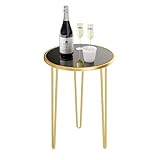 Palama Small Side Table for Living Room, Modern Home Décor Black and Gold Side Table, Easy Assembly Small Gold Table, Gold Accent Table