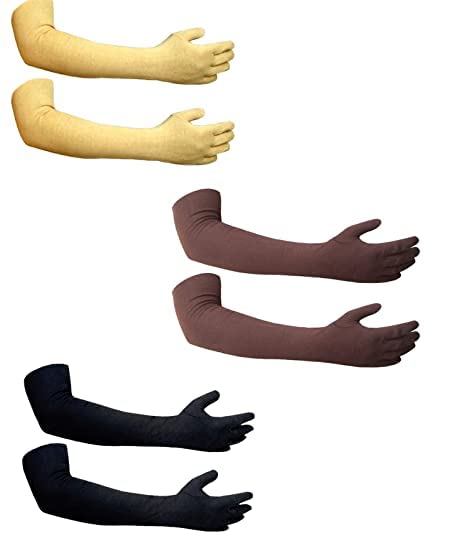 BriKSHi Gloves Cotton Unisex Arm Sleeves for Summer and Sun Protection Full Hand Long Gloves for Bike Scooty Riding Men and Women Washable and Reusable assoted/PO3-picture-34
