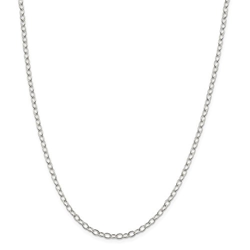 Black Bow Jewelry 3.4Mm, Sterling Silver, Solid Oval Cable Chain Necklace, 18 Inch #TOP2