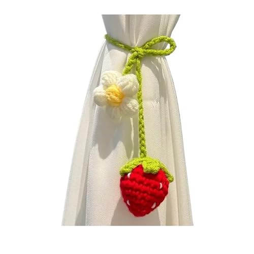PSNKLMM 1 Uds. Abrazaderas de Cortina Girasol y Fresa Tejidas a Mano for decoración Colgante Espejo Coche, Accesorios artesanales Hilo algodón for(COLOR2)