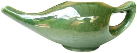 Ancient Impex Ceramic Neti Pot with 5 Sachets Neti Salt (Green Crackle) | Natural Sinus Cleanser for Nasal Congestion, Allergy & Cold Relief | Eco-Friendly & Durable Design