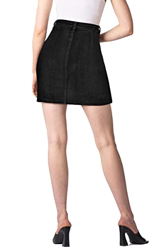 Lexi Womens Super Comfy Perfect Fit Stretch Denim Skirt Sks48012 Black 16 #TOP2