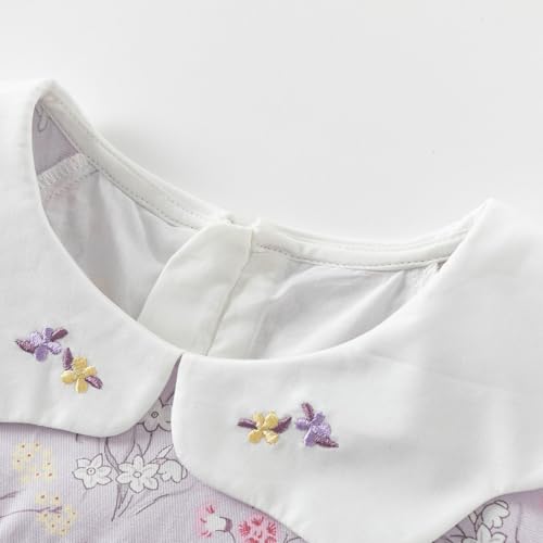 DAVE & BELLA Baby Girl Dress Long Sleeve Floral Toddler Girls Smocked Sundress Cotton Playwear Vintage Princess Dress2