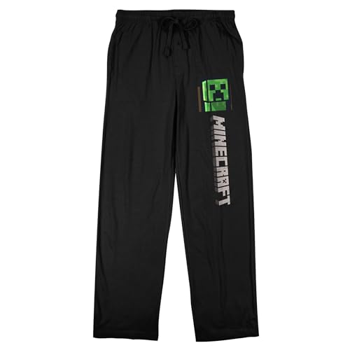 Minecraft Creeper Logo Adult Black Sleep Pajama Pants
