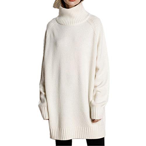 Preisvergleich Produktbild Der Neue Cashmere-Pullover für Damen - Langer Rollkragenpullover - Strickpullover (Weiß, Medium)