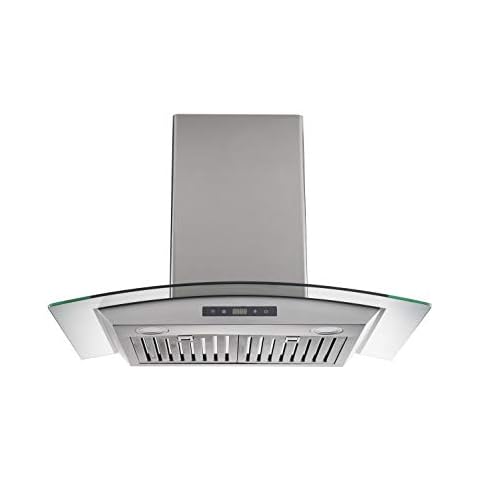 Trifecte 30” Wall-Mounted Range Hood in Stainless Steel with Tempered Glass and Baffle Filters Cover