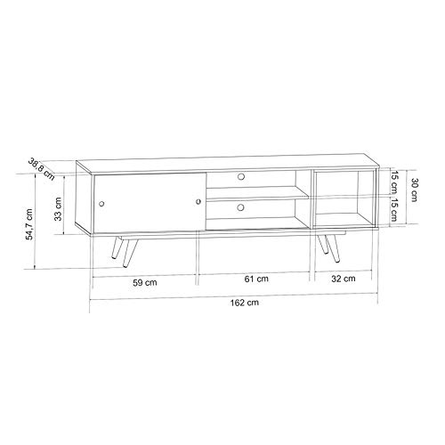 Rack Retrô Goslar Rustik Carvalho e Amarelo 162 cm