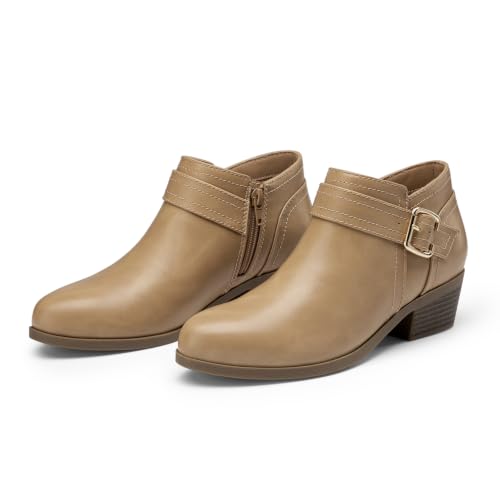Image of Athlefit Women's Chunky Low Heel Short Ankle Boots